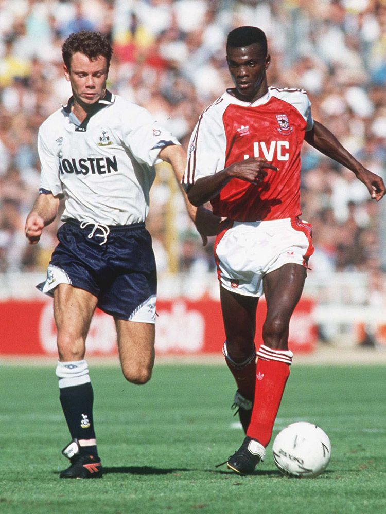 David up against Arsenal's Paul Davis at Wembley...
