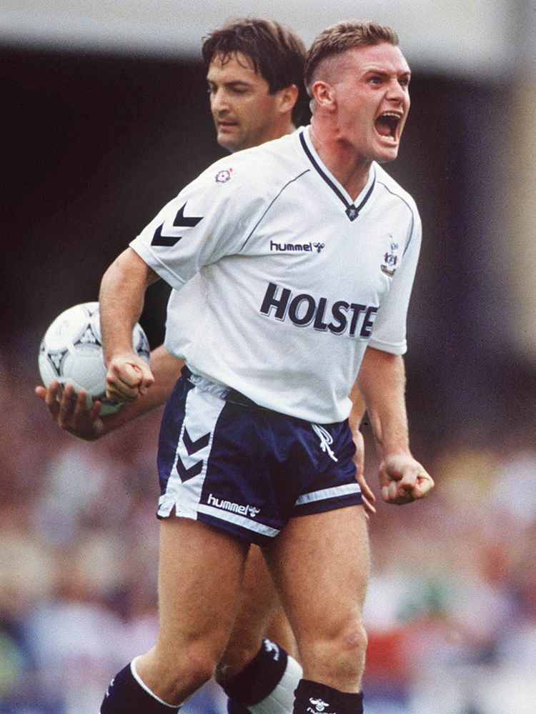 Gazza shows the derby passion in a 0-0 draw at Highbury in September, 1990...