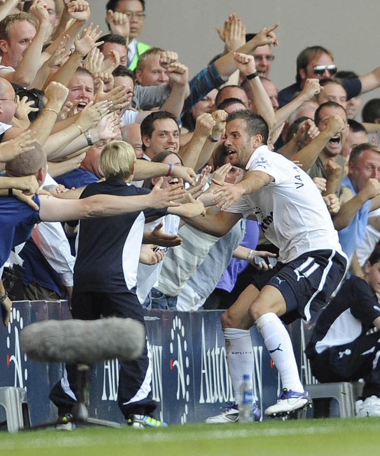 Celebrating with the fans after opening the scoring in our 2-1 win in October, 2011...