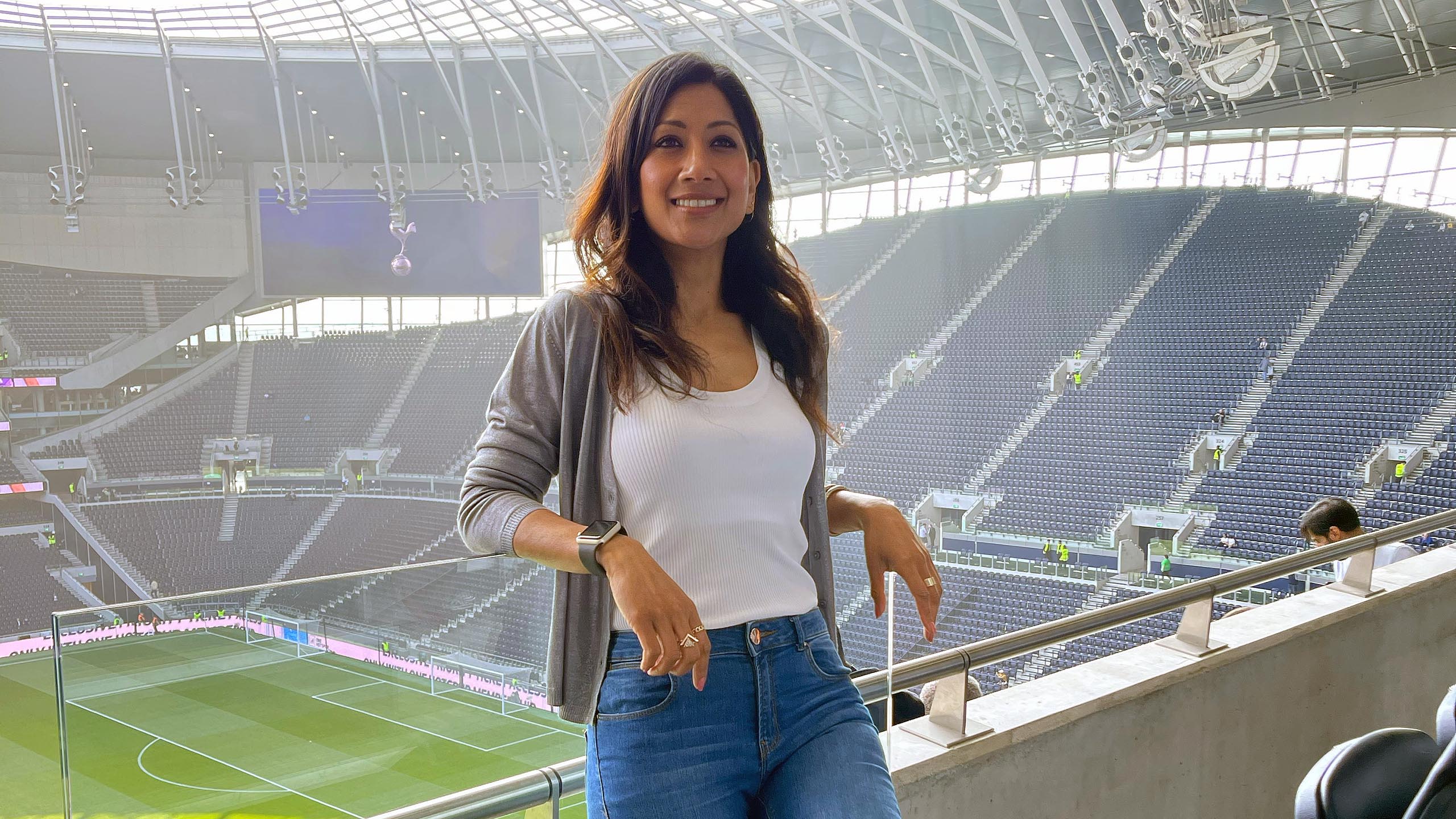 TNT Sports and talkSPORT presenter Reshmin Chowdhury at Tottenham Hotspur Stadium...