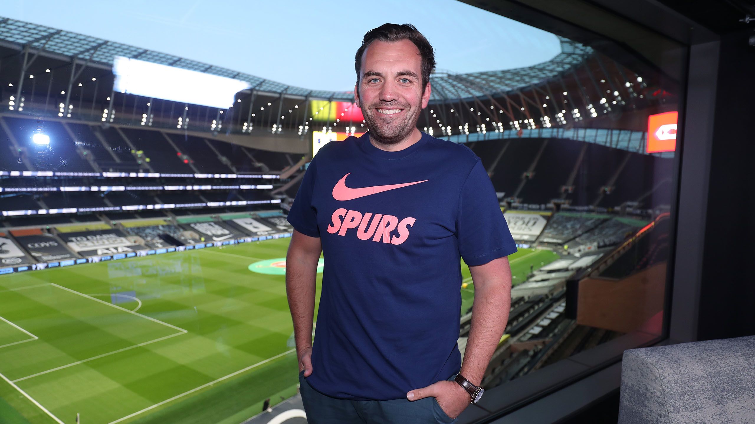 Sky Sports presenter and reporter Jamie Weir pictured at Tottenham Hotspur Stadium...