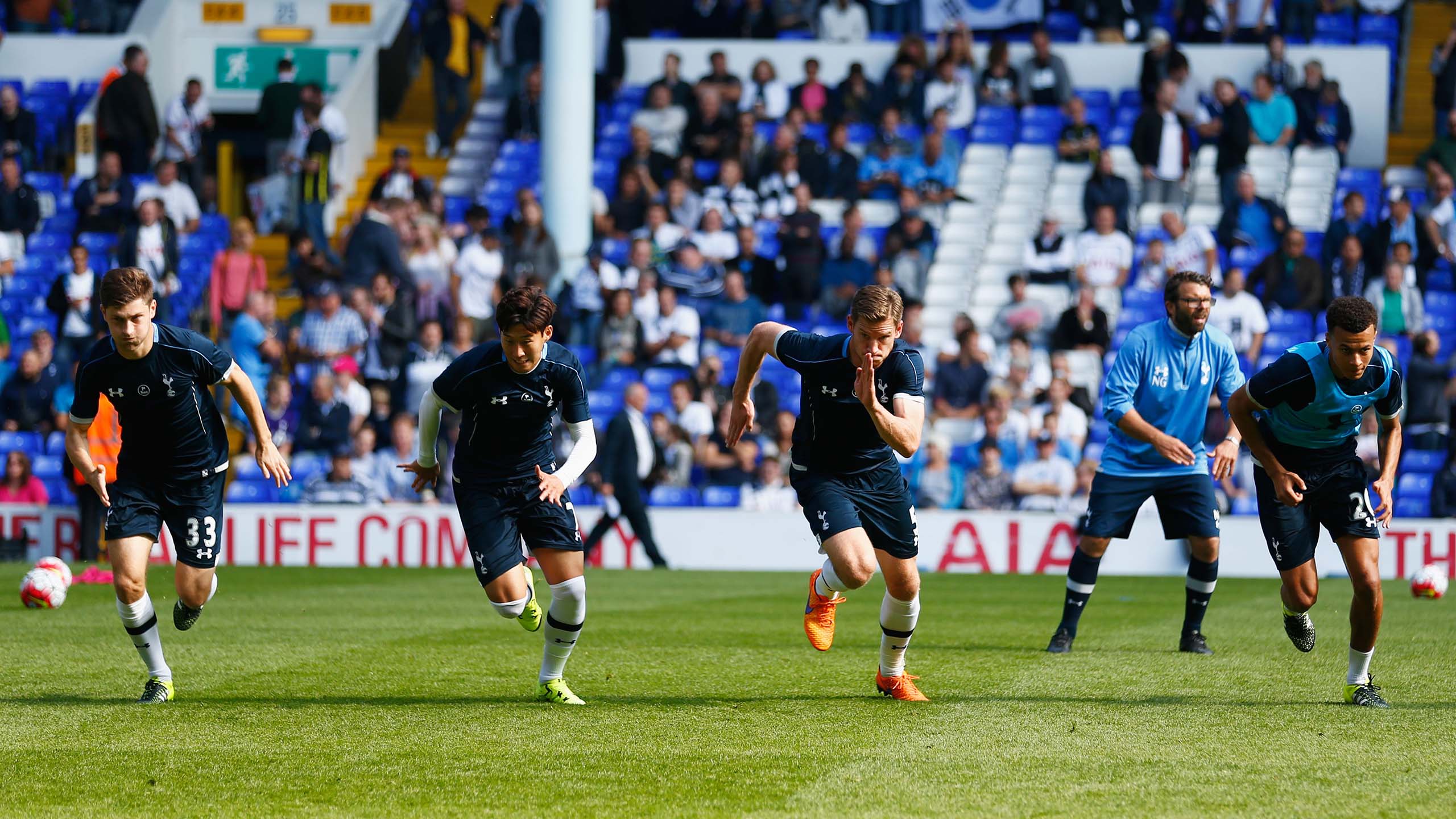 Early days - Ben and Sonny warm up with Jan Vertonghen and Dele ahead of Sonny's home debut in the Premier League against Palace - September, 2015...